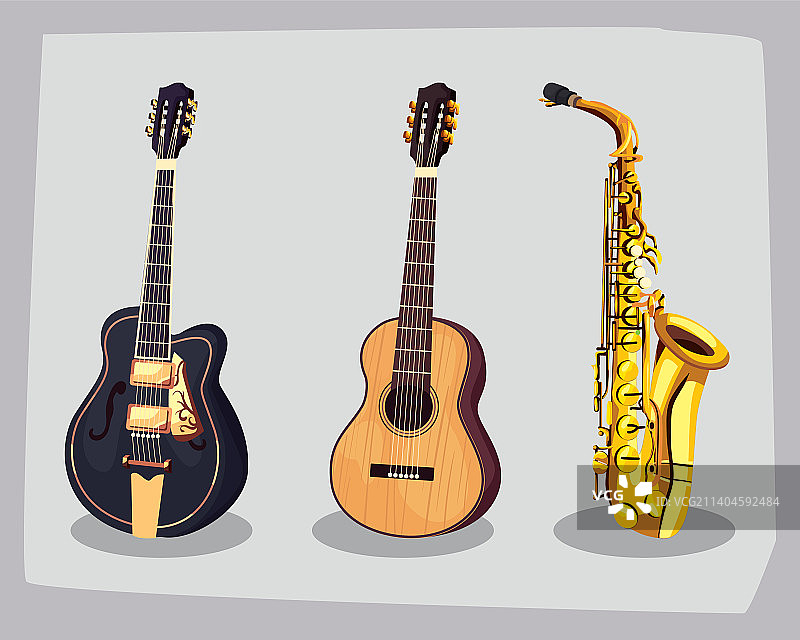 三个扁平风格的乐器图片素材
