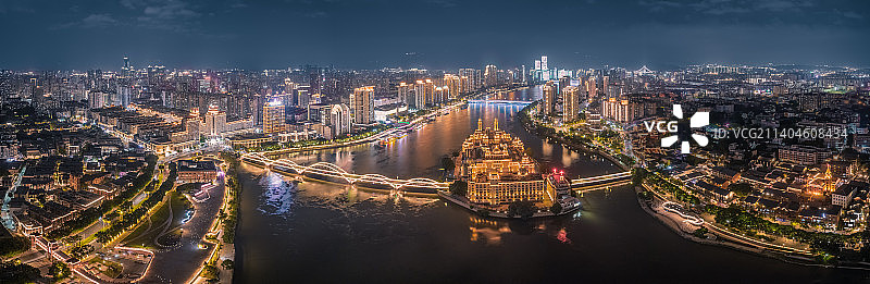 福州闽江之星中洲岛烟台山夜景风光图片素材