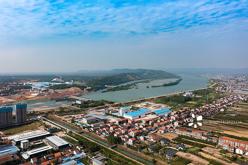 航拍湖南常德澧县城市景观图片素材