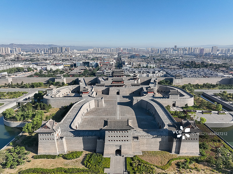 大同古城航拍图片素材