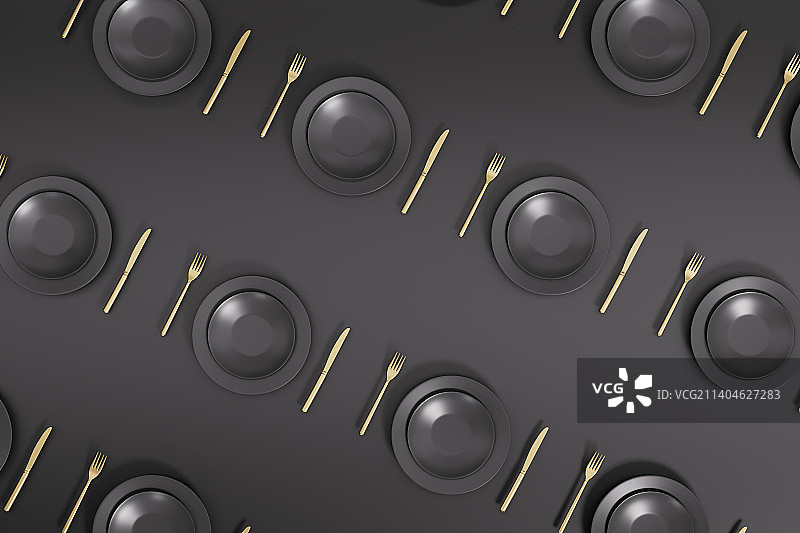 3D渲染的餐盘餐具组合图片素材