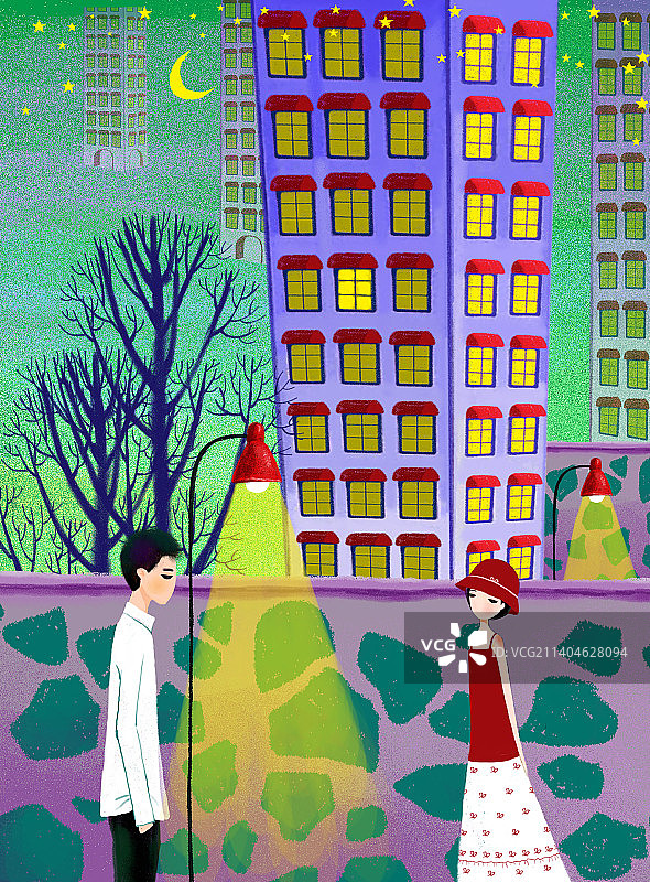 两个人在城市的街道相遇了图片素材