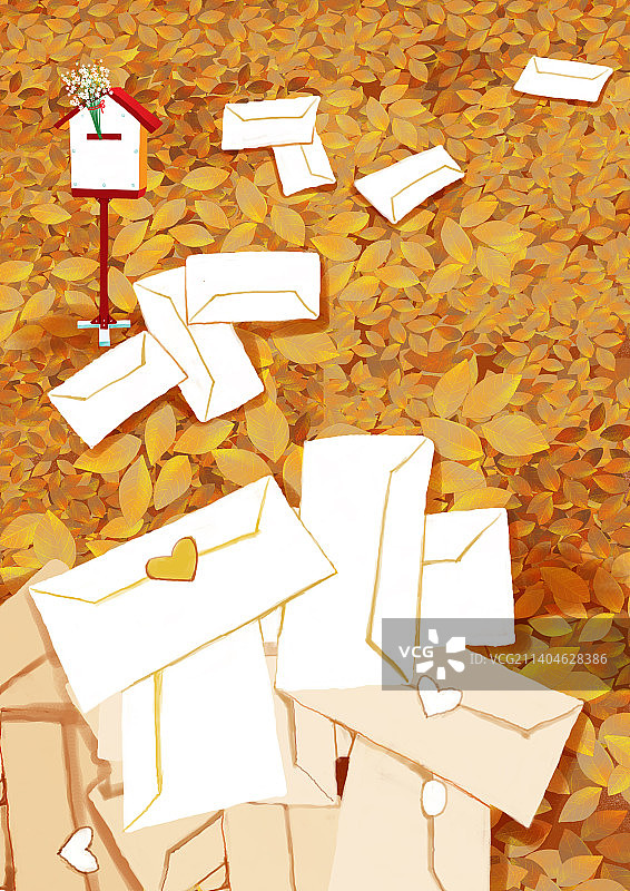 满地树叶满地信封图片素材
