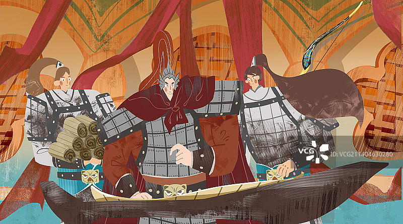 成语典故-纸上谈兵插画图片素材