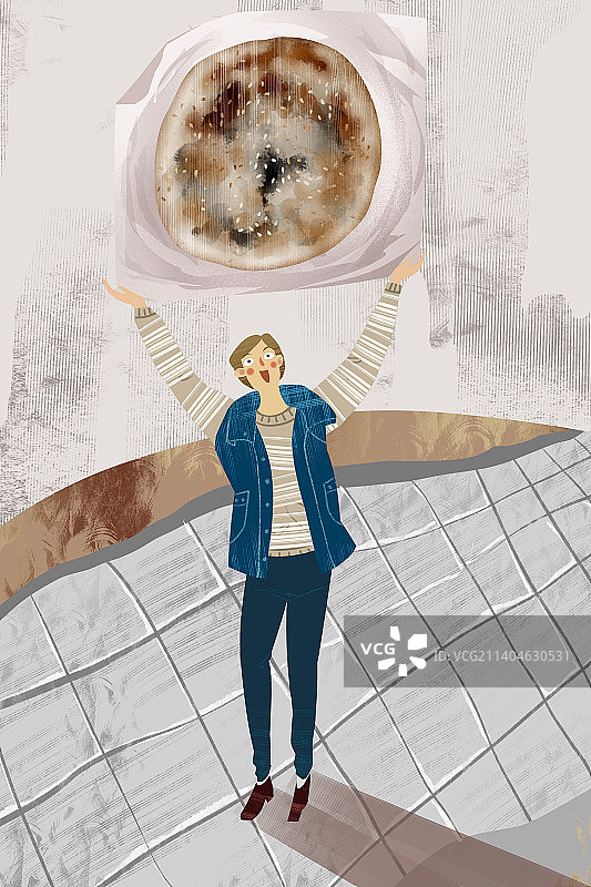 成语典故-画饼充饥插画图片素材