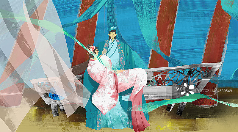 成语典故-坐怀不乱插画图片素材