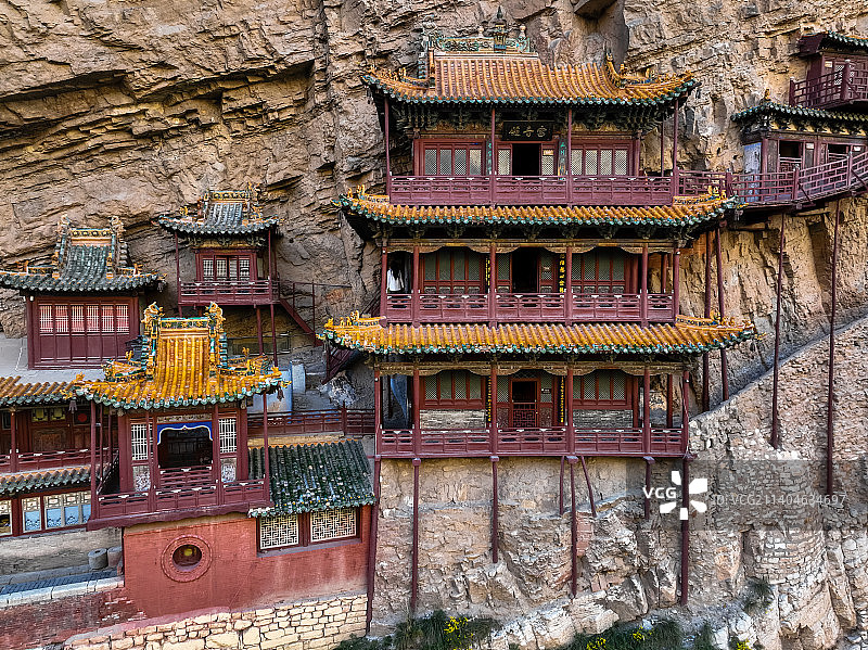 悬空寺航拍图片素材