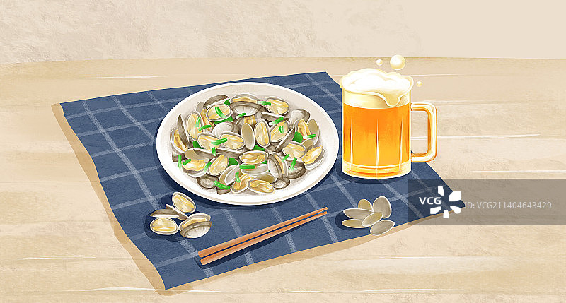 中国特色美食炒蛤蜊图片素材