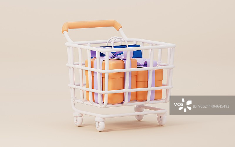 礼物盒与购物主题三维渲染图片素材