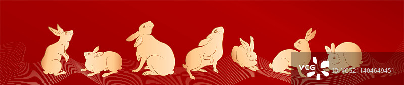 兔年线条插画图片素材