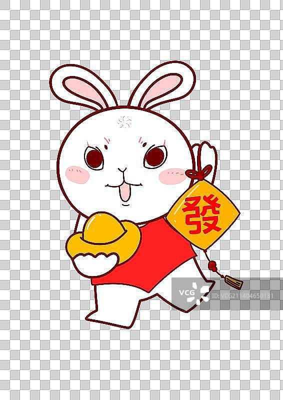 国潮可爱坐着的兔子元素图片素材