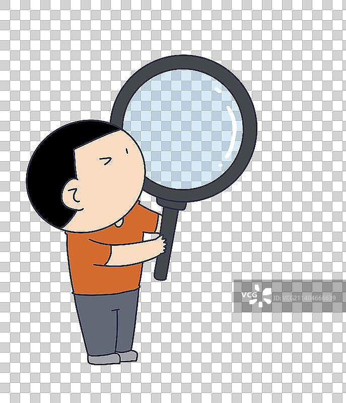 元素：手拿放大镜的人物图片素材