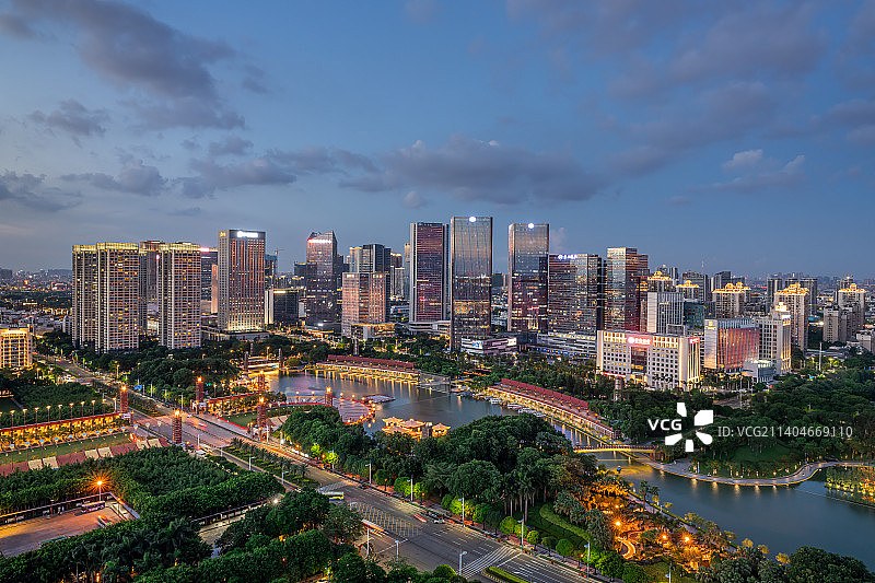 广东省大湾区佛山市南海区千灯湖夜景图片素材