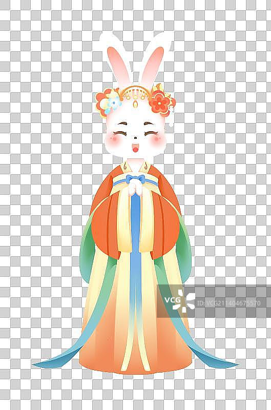 拜年汉服生肖兔，兔年系列卡通立绘图片素材