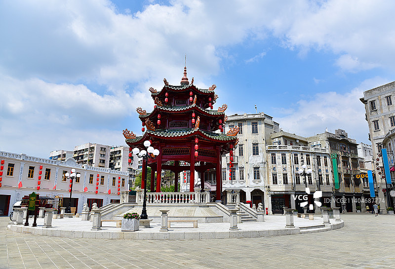 广东省汕头市金平区汕头老城小公园南生百货大楼航拍图片素材