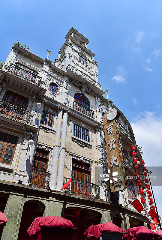 广东省汕头市金平区汕头老城小公园南生百货大楼航拍图片素材