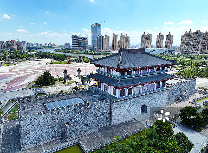 广东省揭阳市榕城区揭阳楼航拍图片素材