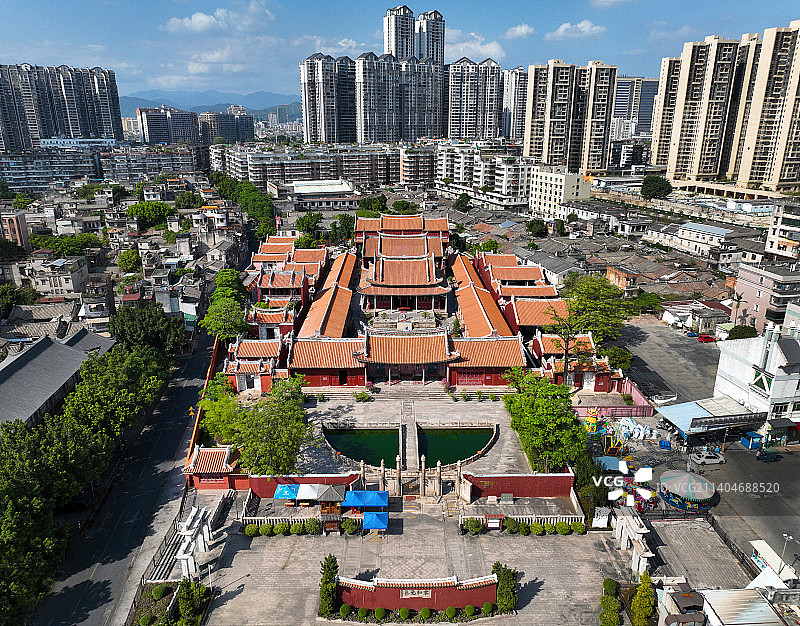 广东省揭阳市榕城区揭阳学宫进贤门双峰寺航拍图片素材