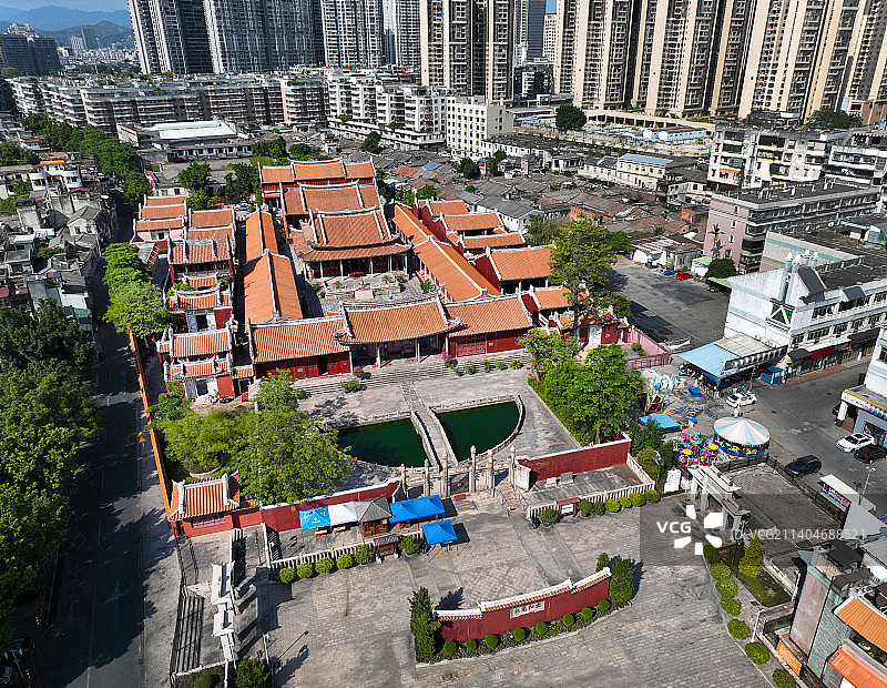 广东省揭阳市榕城区揭阳学宫进贤门双峰寺航拍图片素材