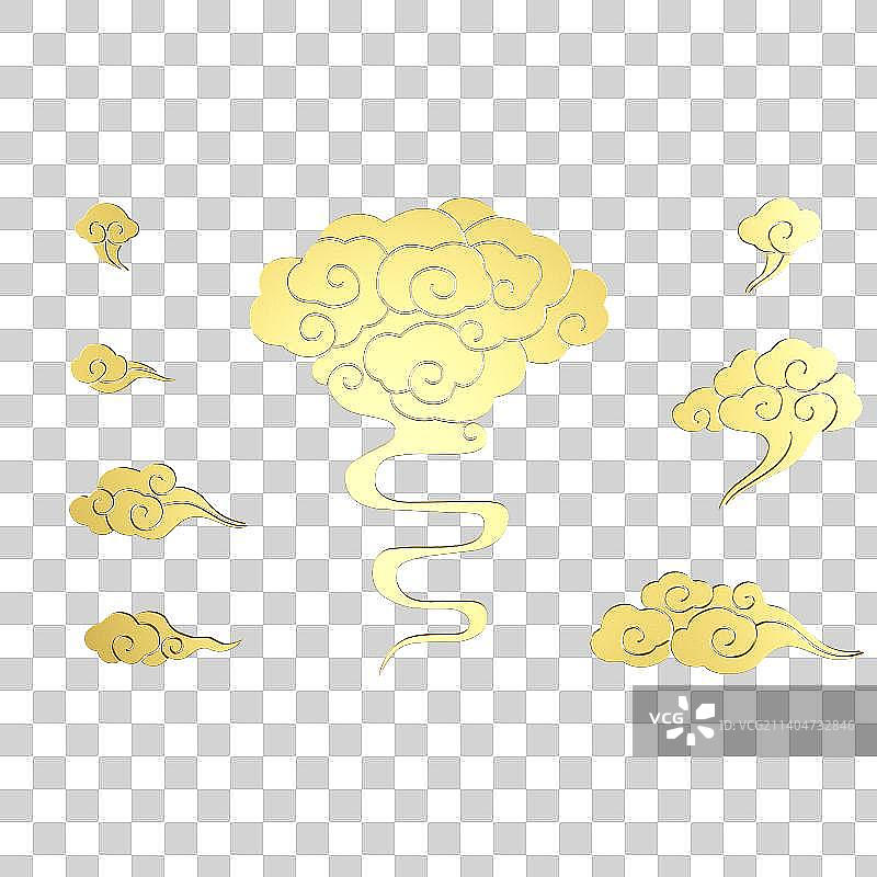 三维金色质感祥云元素图片素材