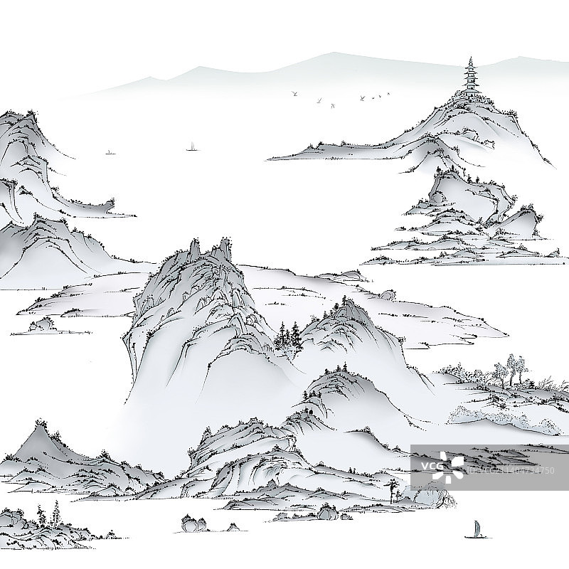 国画山水图片素材