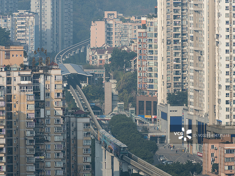 重庆市大渡口区步行街商业街轻轨图片素材