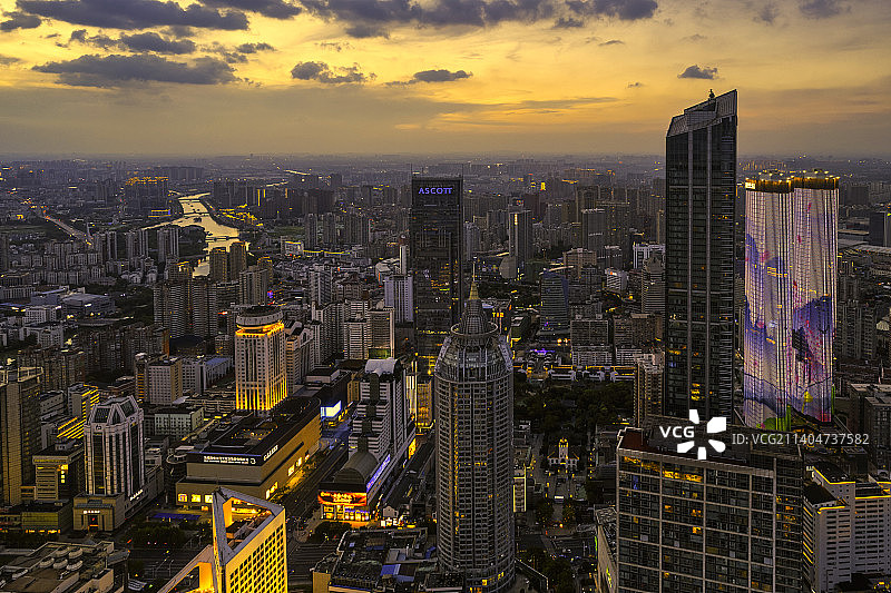 无锡市日落天际线风光图片素材