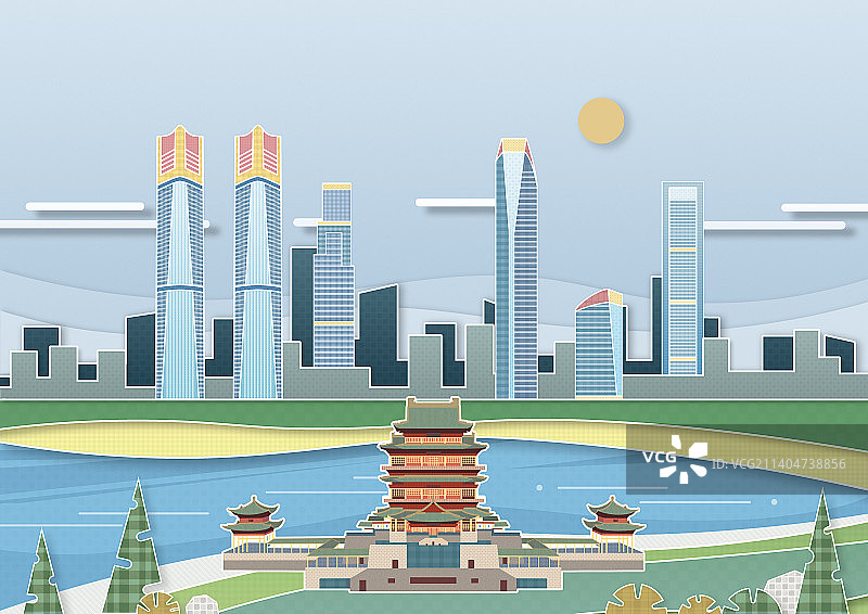 江西南昌插画图片素材