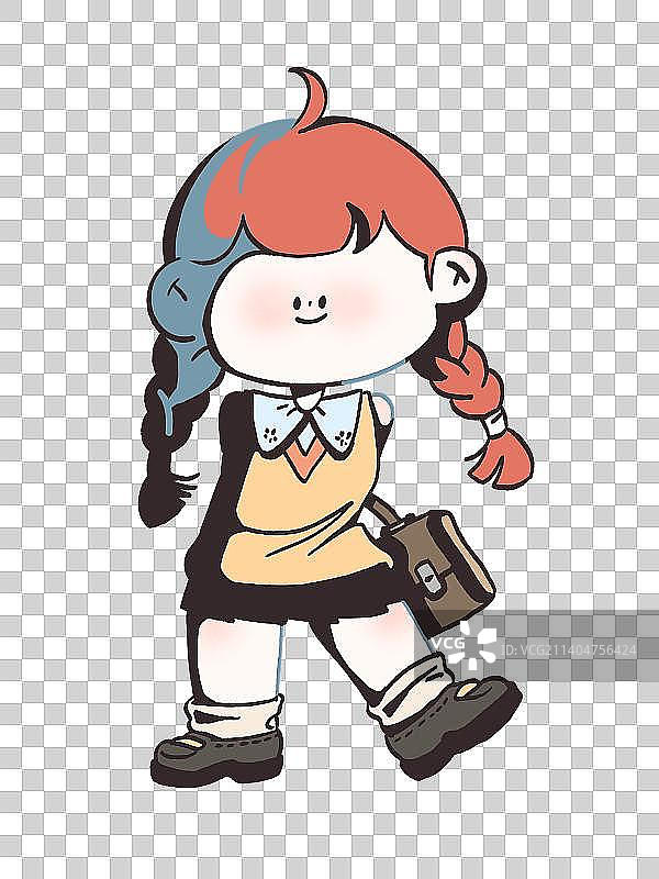 可爱卡通女孩插画元素图片素材