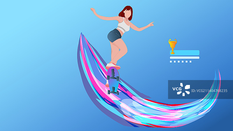 滑板体育运动比赛插画图片素材