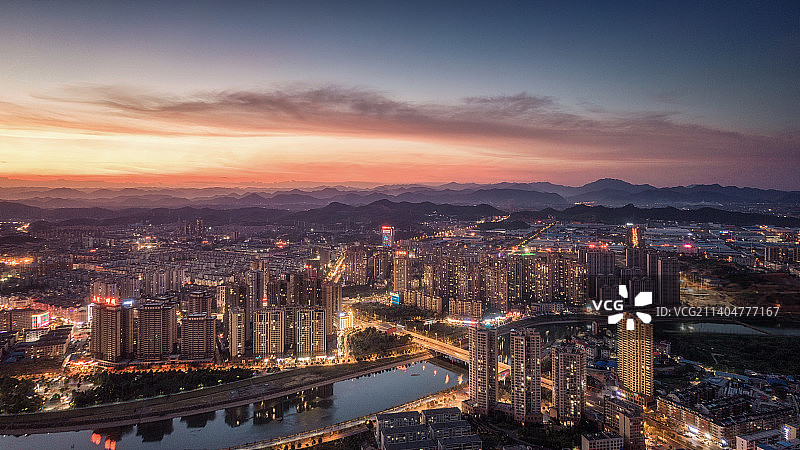 娄底涟水河沿岸城市风光夜景图片素材