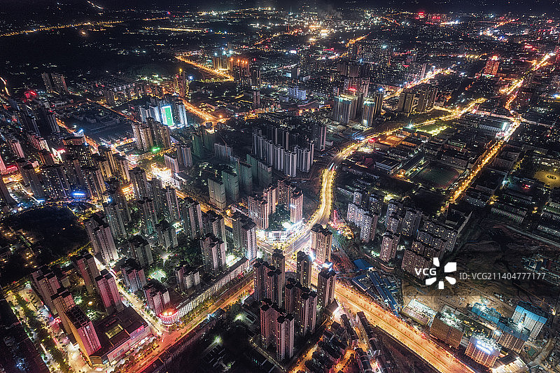 娄底航拍城市风光天际线夜景图片素材