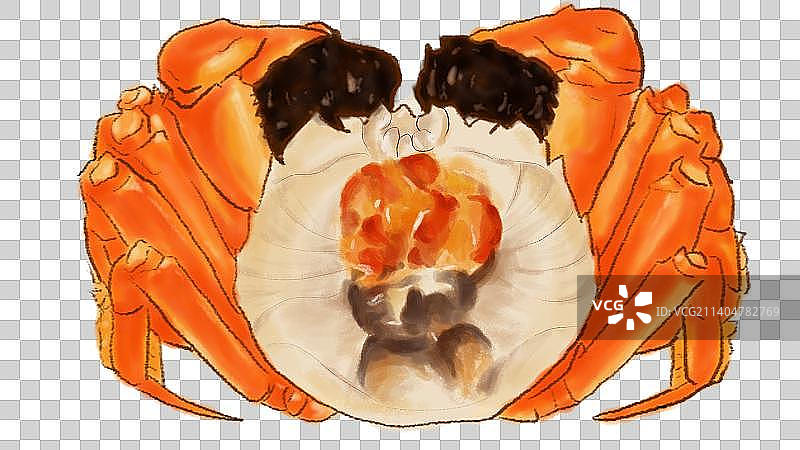 节气秋日大闸蟹蟹黄手绘插画免扣元素图片素材