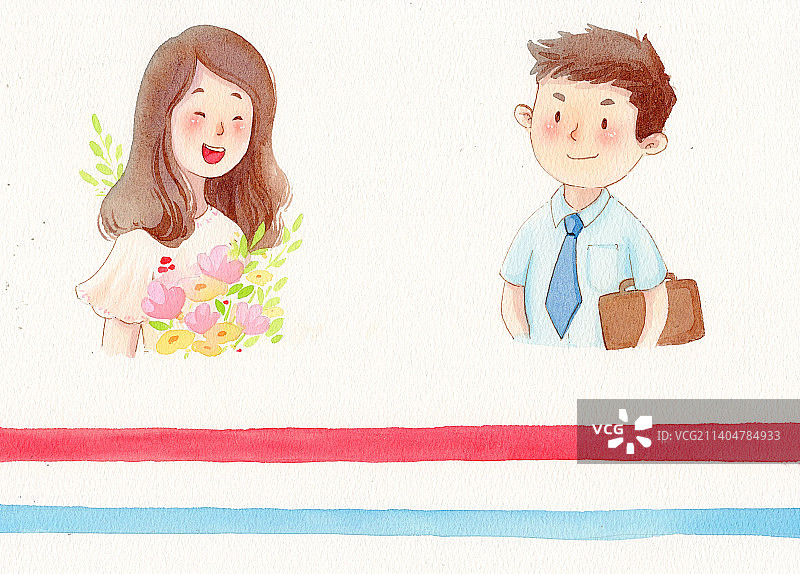 父母卡通水彩头像图片素材