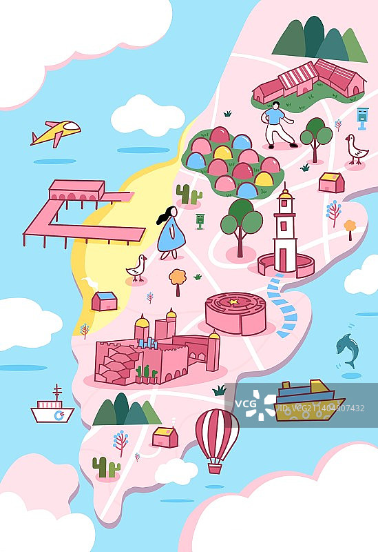 福建漳州火山岛地图插画图库任务热门城市图片素材