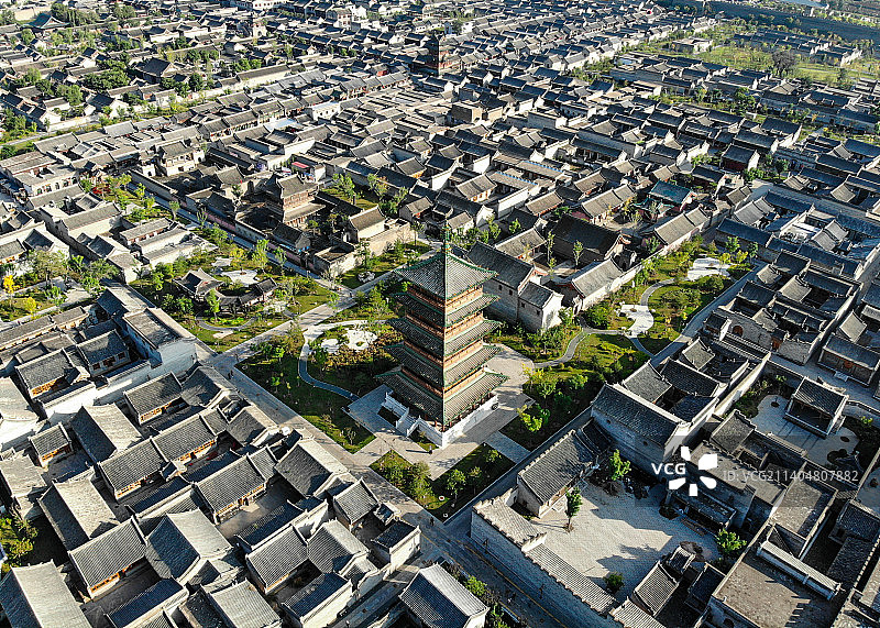 山西太原古县城的航拍视角图片素材