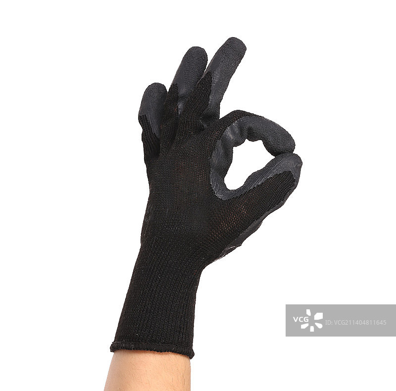 黑色橡胶防护手套显示ok，摩尔多瓦图片素材