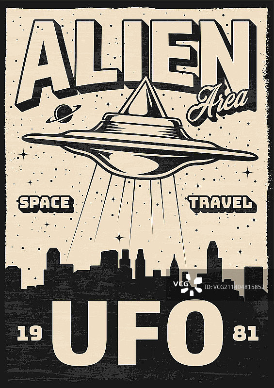 不明飞行物宣传单复古单色设计图片素材
