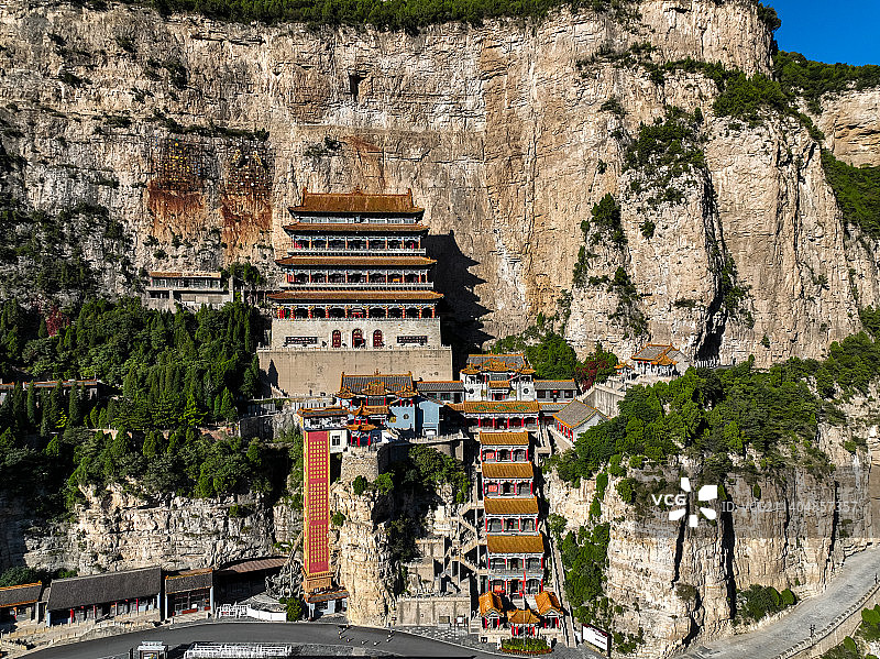 山西介休绵山风光航拍图片素材