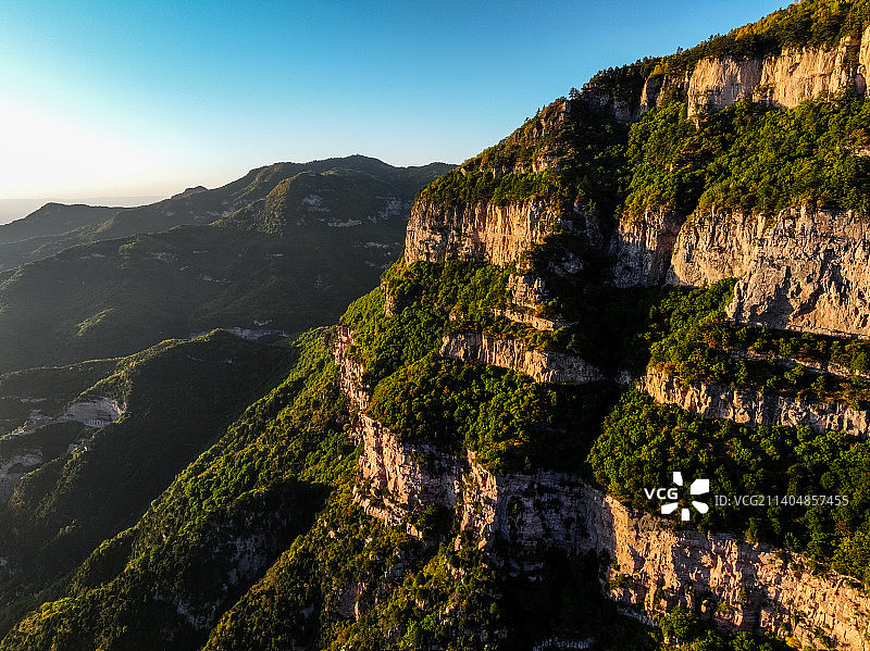 山西介休绵山风光航拍图片素材