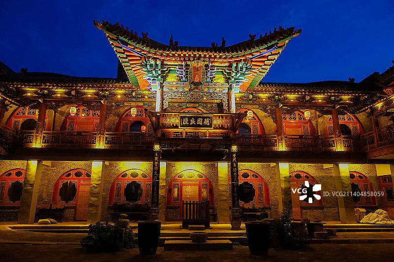 山西平遥古城建筑风光日落航拍图片素材