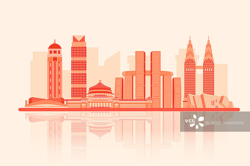 重庆城市地标建筑群矢量插画图片素材