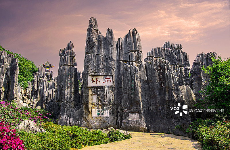 云南省石林地质公园。石林。图片素材