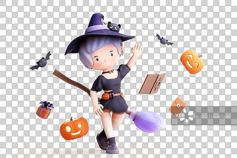 3D渲染的可爱的小女孩图片素材