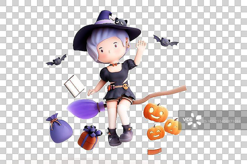 3D渲染的可爱的小女孩图片素材