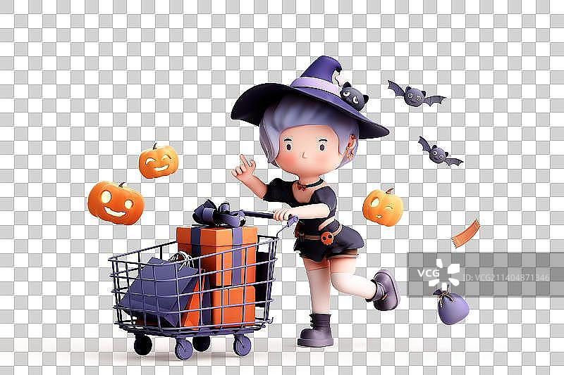 3D渲染的可爱的小女孩图片素材