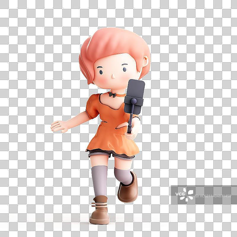 3D渲染的可爱的小女孩图片素材