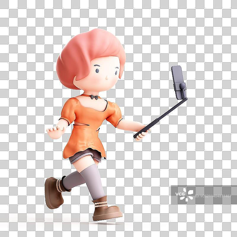 3D渲染的可爱的小女孩图片素材