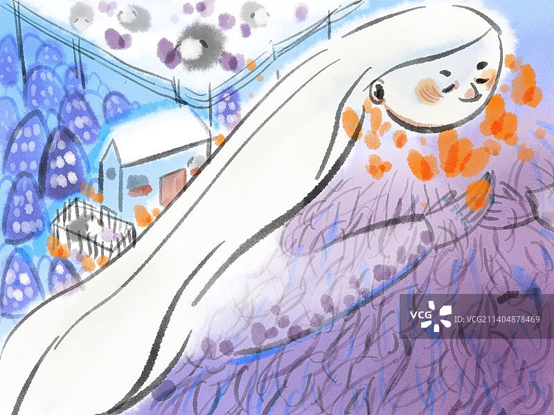 乡间的路妈妈-拟人插画图片素材