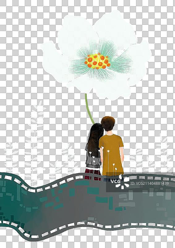 坐在胶片上的情侣图片素材